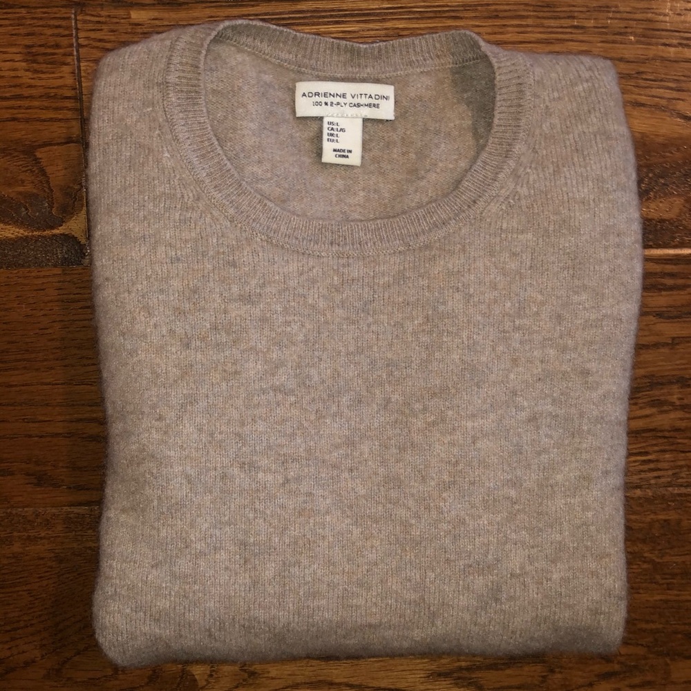 Adrienne Vittadini Taupe Cashmere Sweater